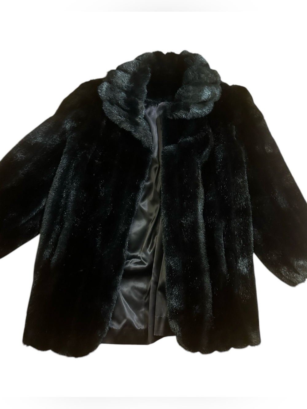 Vintage Jordache Black Faux Fur Coat Jacket 11/12